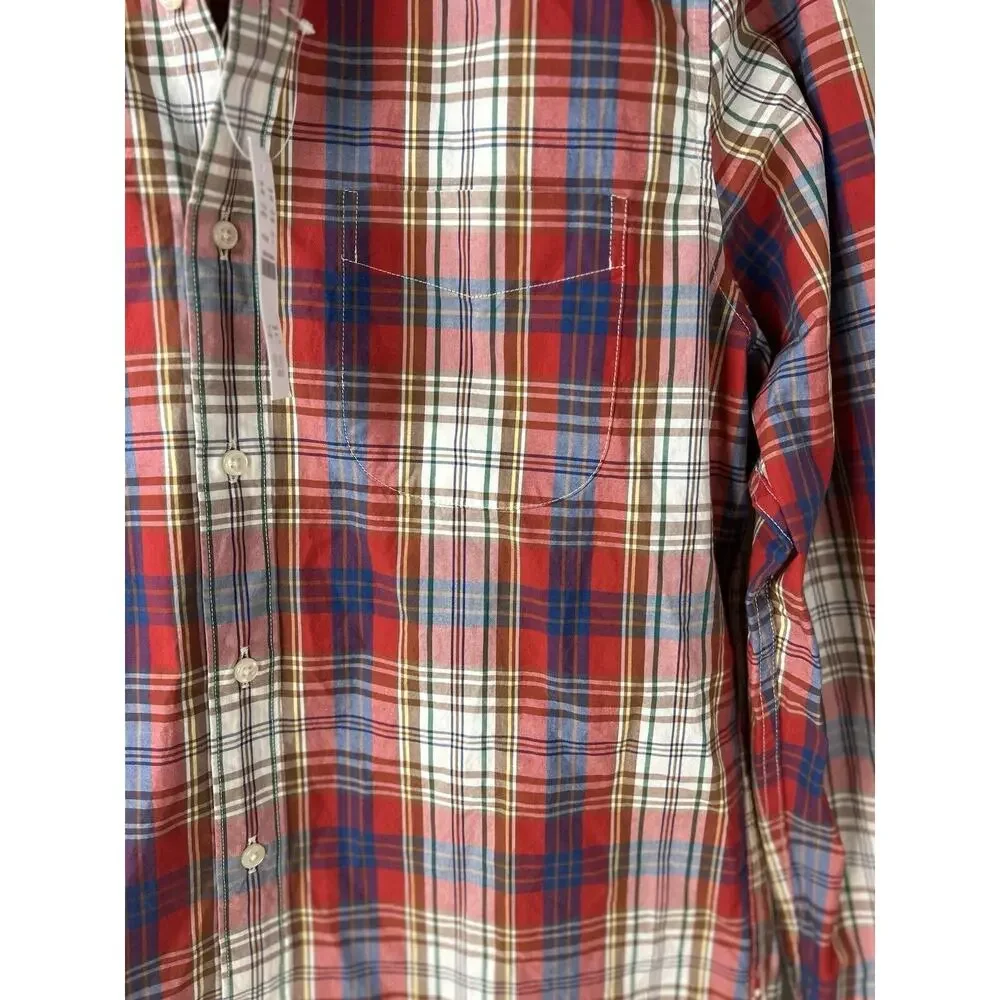 NWT J Crew Plaid Slim Secret Wash Cotton Poplin Shirt Size Small Preppy Academia